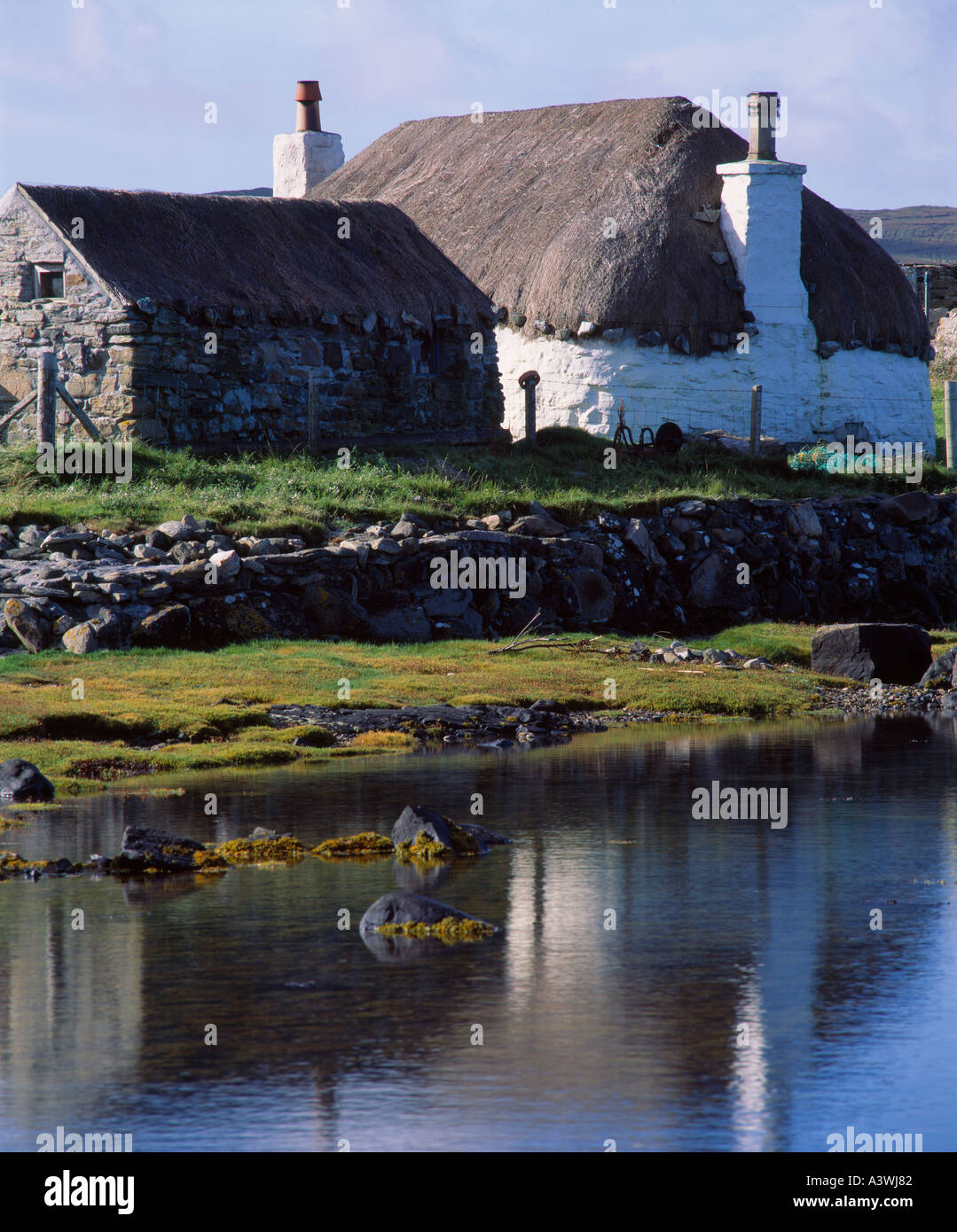 Croft House at Malacleit, North Uist, Western Isles, Scotland, UK Stock Photo