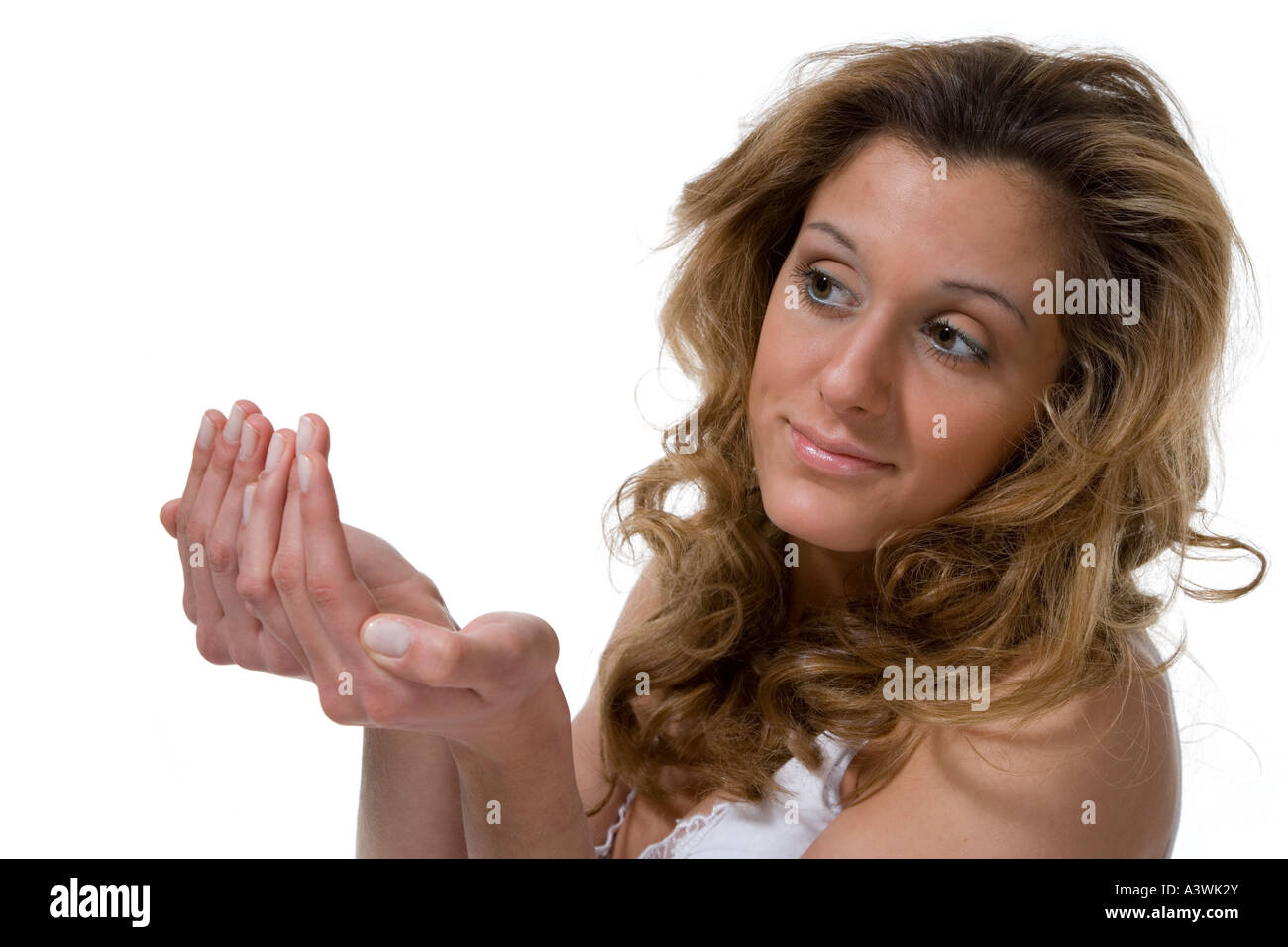 Girl with empty hands Stock Photo Alamy