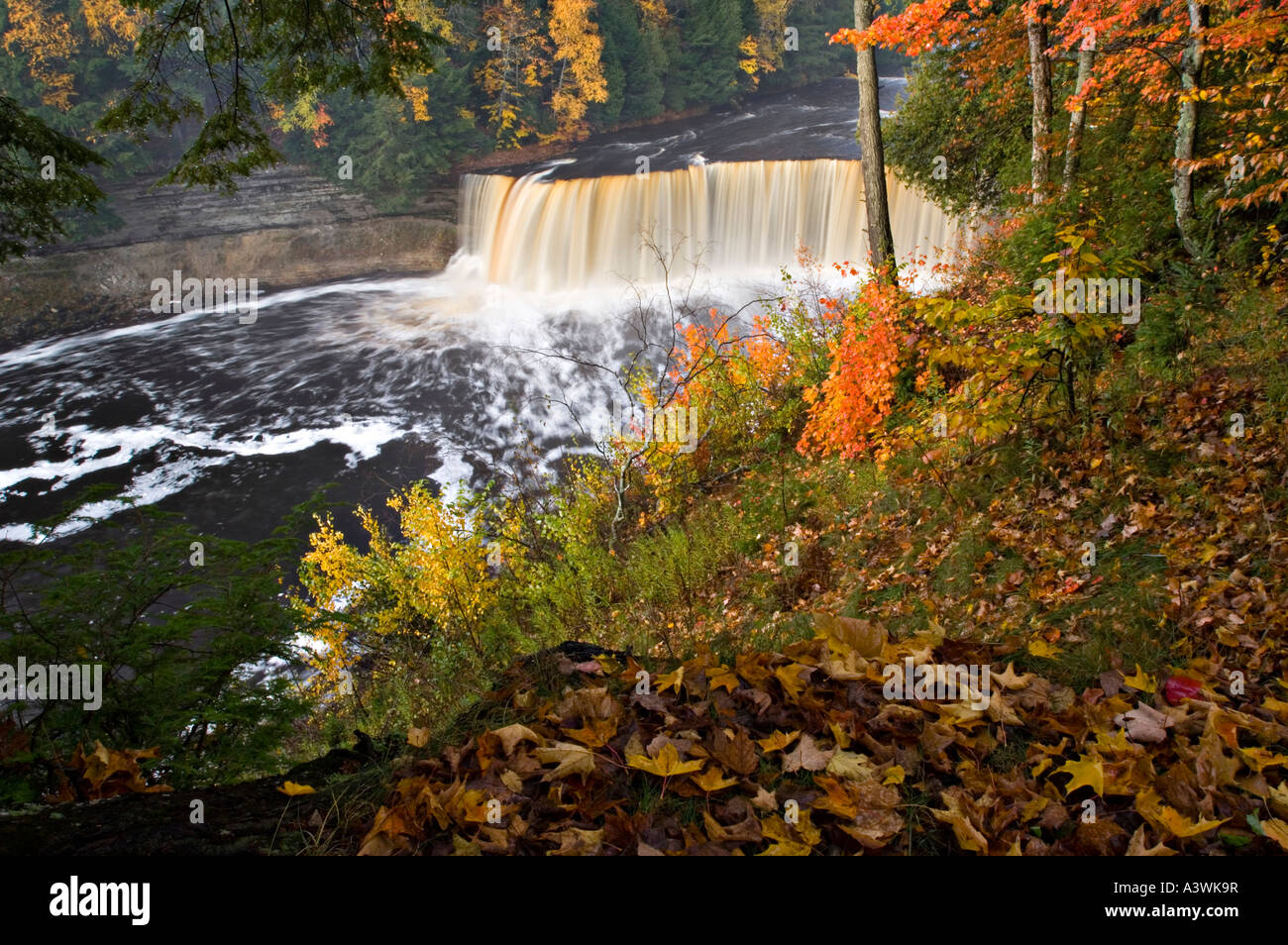 Upper Tahquamenon Falls with fall color in Tahquamenon Falls State Park