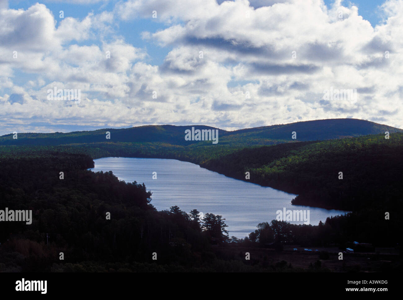 Lake Fanny Hooe in Copper Harbor Mich viewed from atop Brockway Mountain Stock Photo