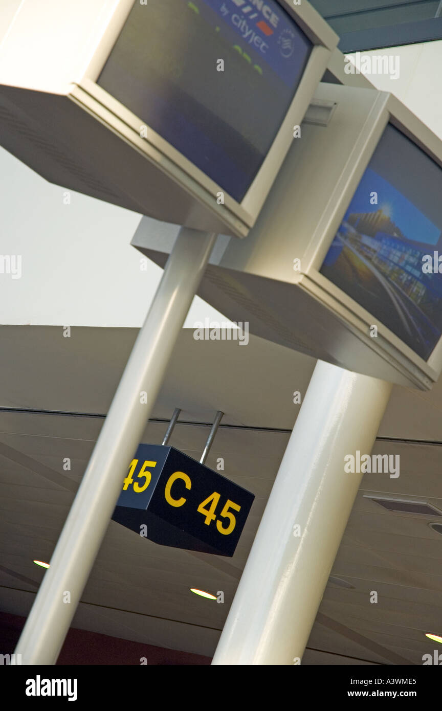141004 Dublin airport Dublin Ireland An information gate number sign at