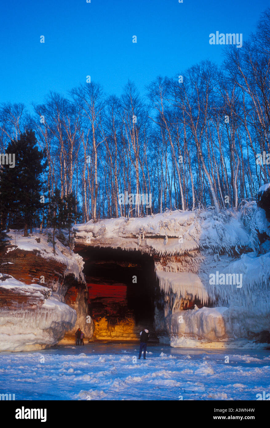 The Ice Covered Sea Caves Of Lake Superior At Squaw Point In