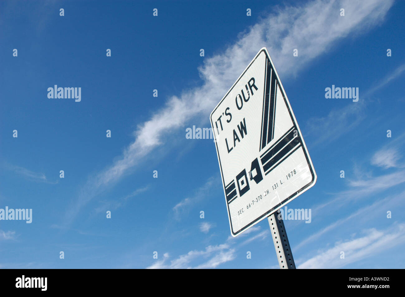 Seat belt law signage in Texas its the law to buckle up for passengers