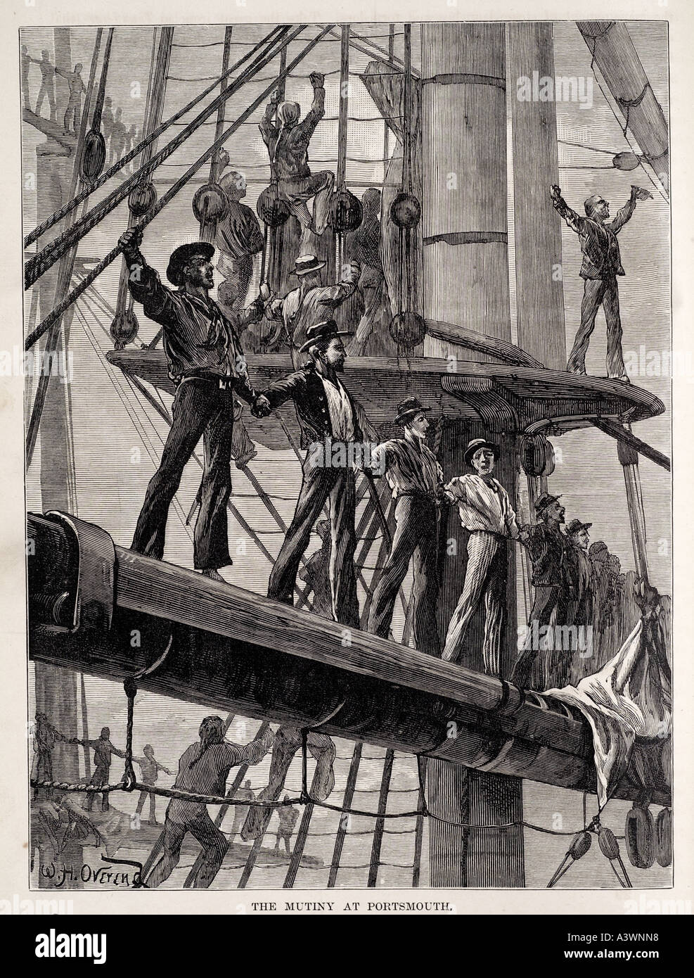 mutiny Captain Bligh Fletcher Christian Collings crew 1789 marine maritime nautical law crime mutineers loyal deserter treachery Stock Photo