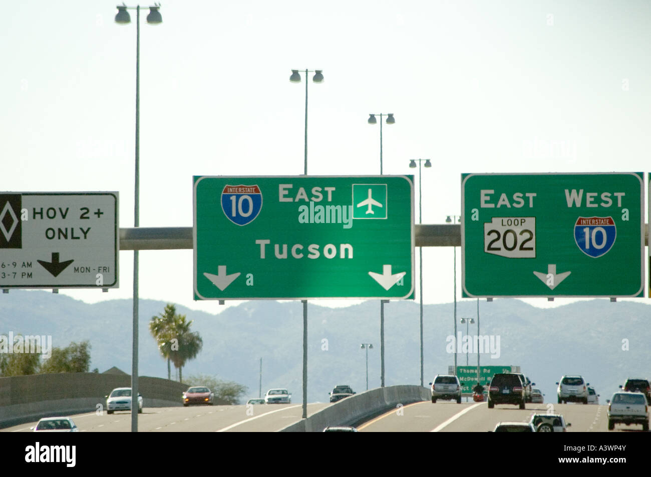 Road signs on Interstate 10 in Phoenix Arizona Stock Photo Alamy