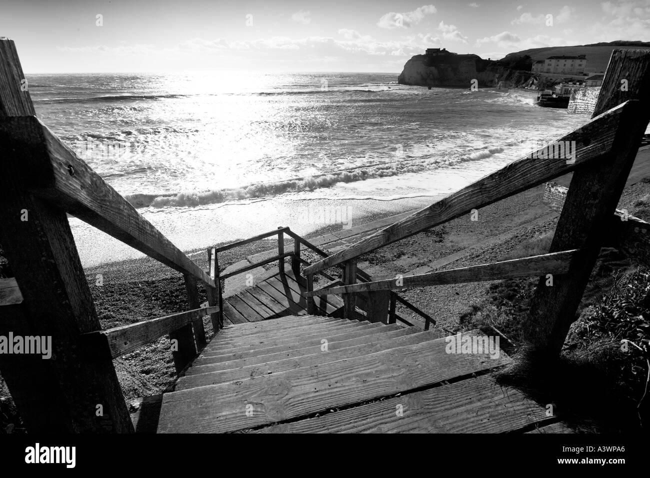 Black and White Freshwater Bay Isle of Wight England UK Stock Photo - Alamy