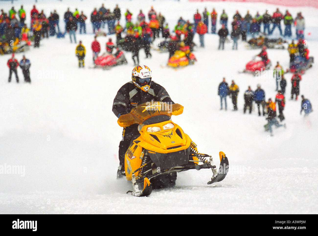 Snowmobile hill climb event Stock Photo Alamy