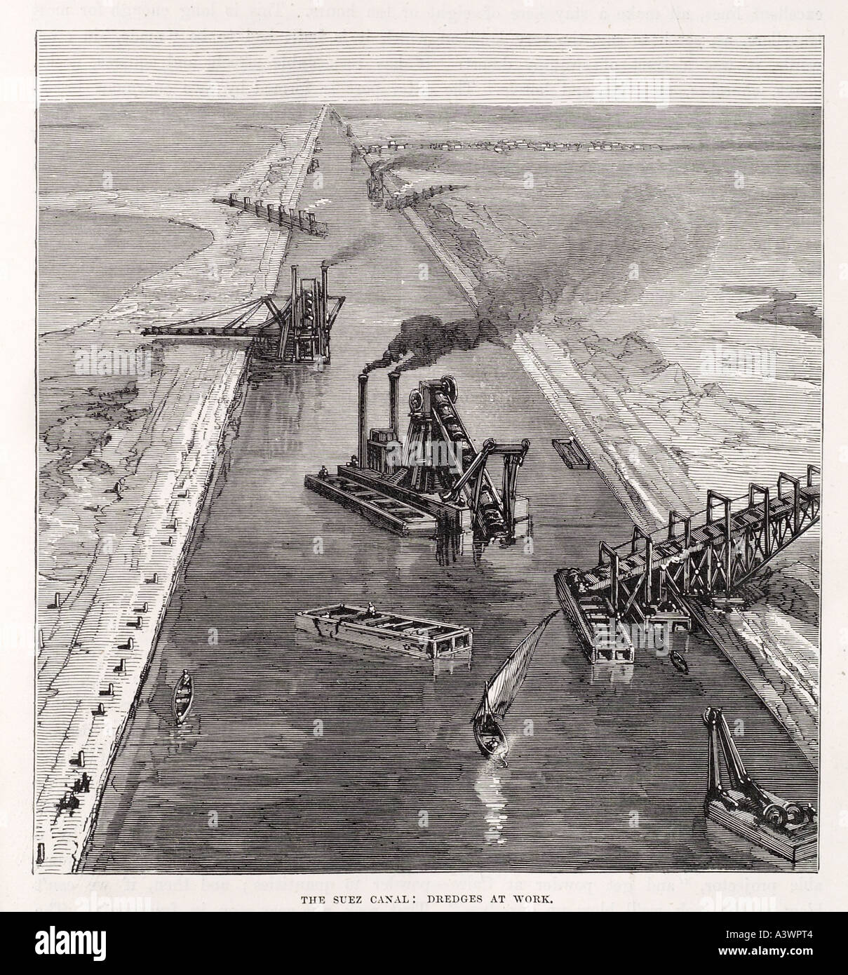 suez dredgers Canal build dig excavate lock steam steamer sail ship