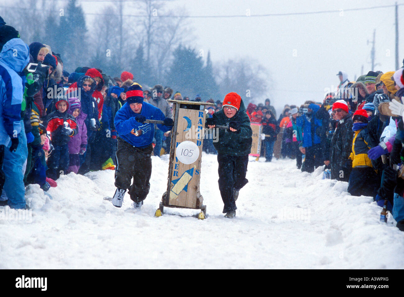 Trenary, Michigan Outhouse Races Stock Photo Alamy