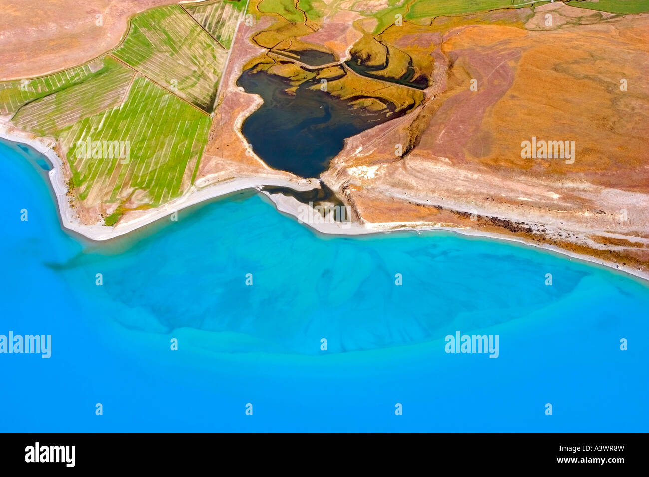 Aerial shots taken over lake Tekapo South Island New Zealand Stock ...