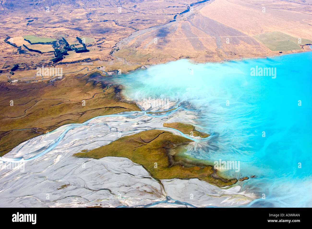 Aerial shots taken over lake Tekapo South Island New Zealand Stock ...