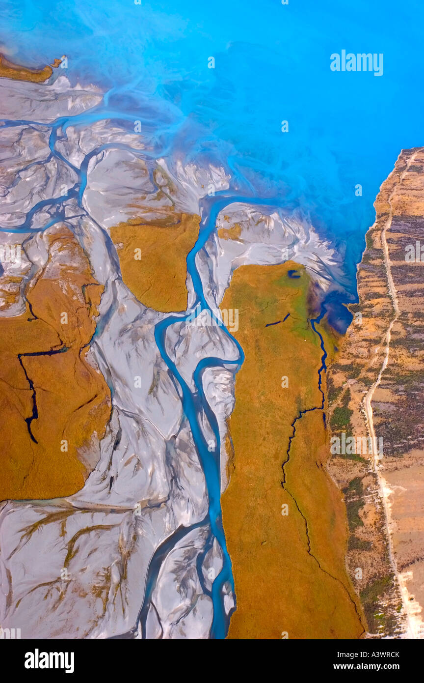 Aerial shots taken over lake Tekapo South Island New Zealand Stock ...