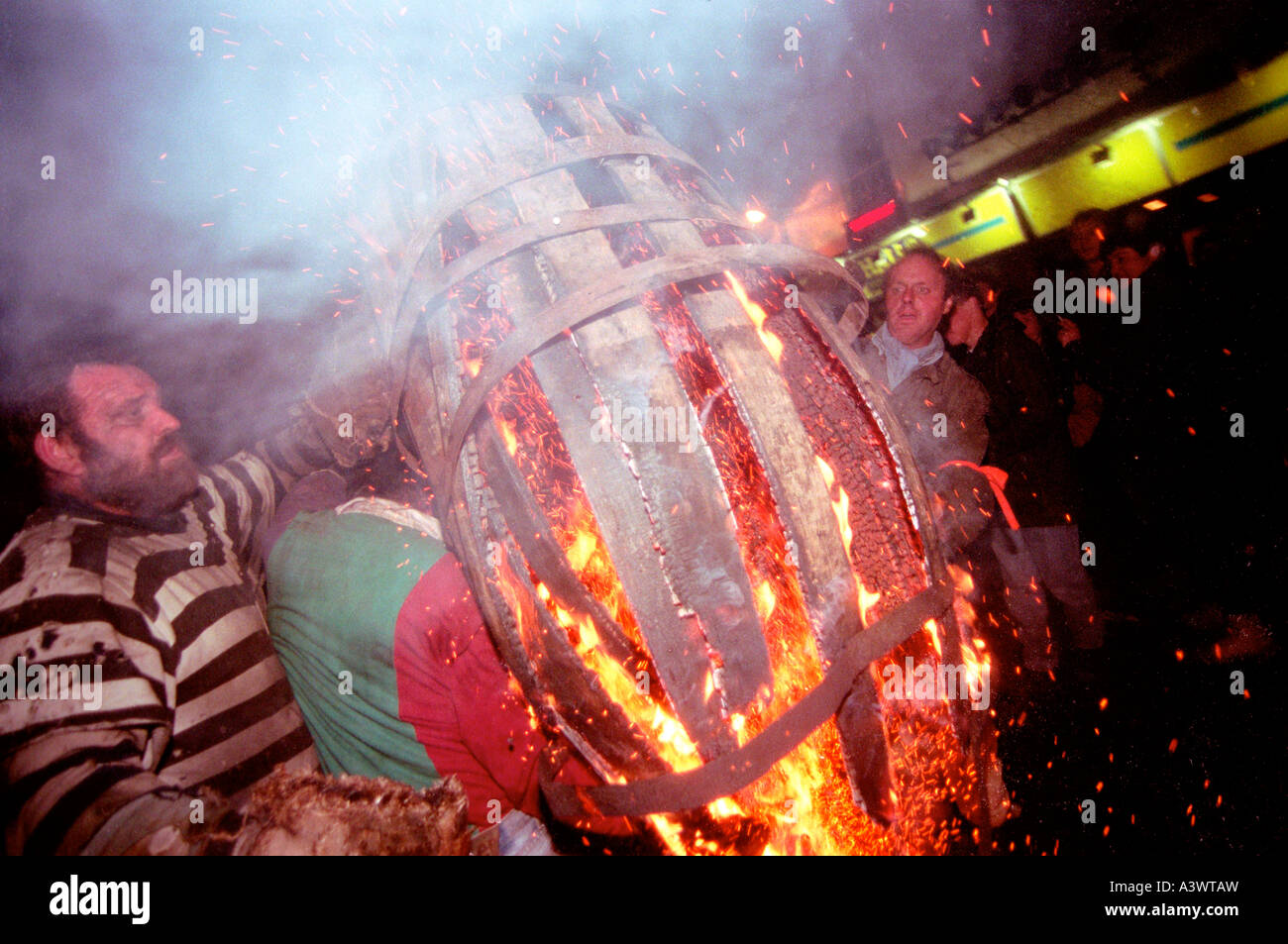 The Tar Barrels of Ottery St Mary in Devon UK Stock Photo