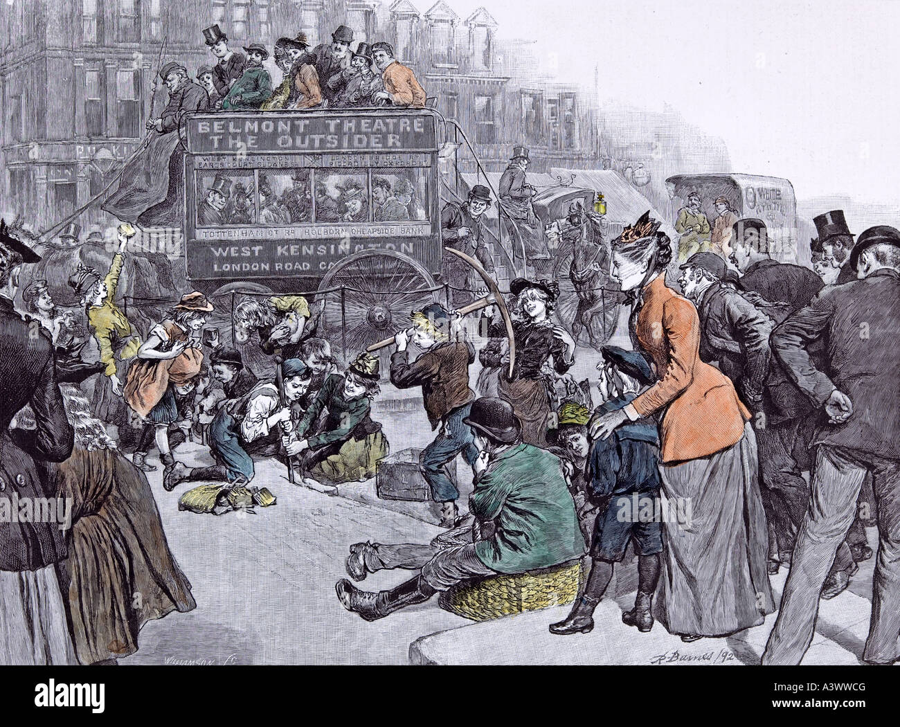 London street scene, 19th century Stock Photo