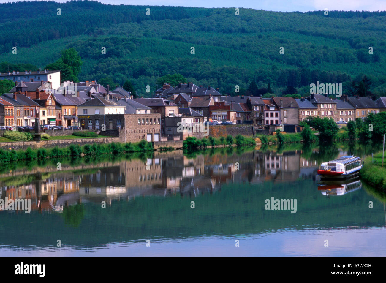 River Meuse at Monthermé, French Ardennes Stock Photo