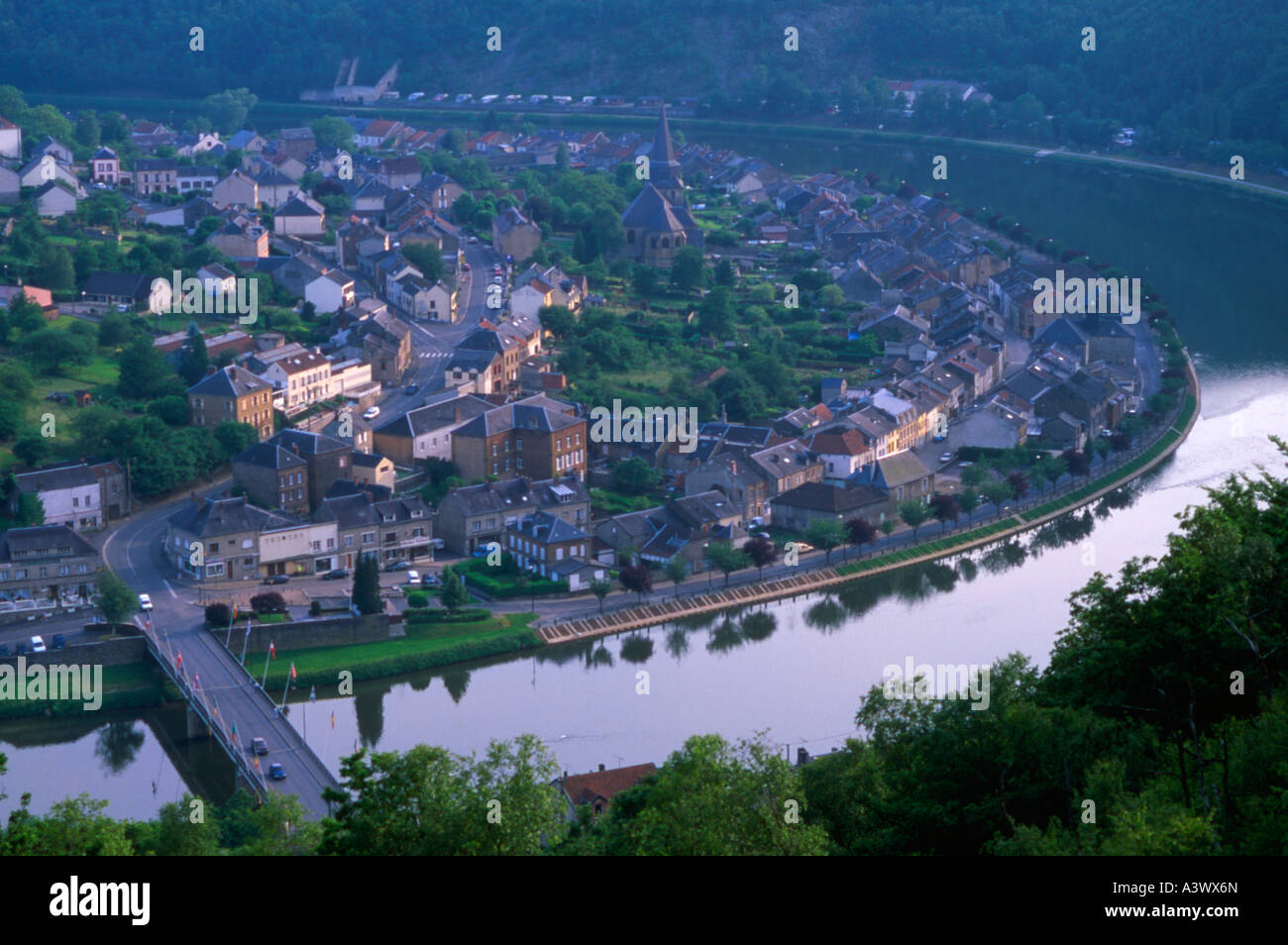 River Meuse at Montherme, French Ardennes Stock Photo