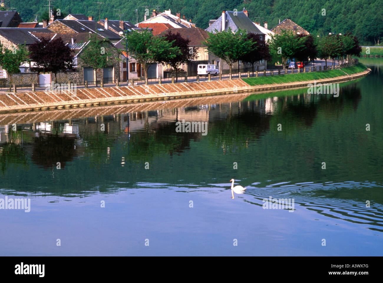 River Meuse at Monthermé, French Ardennes Stock Photo
