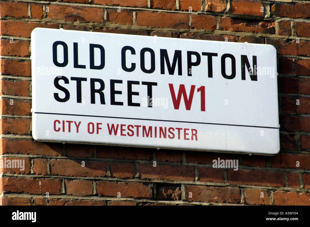 Old Compton Street sign Soho, London, England UK Stock Photo