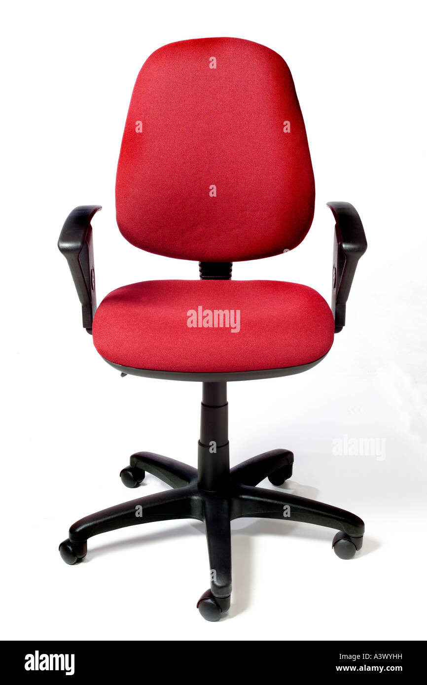 Red Office Chair In Studio Against White Background Stock Photo Alamy