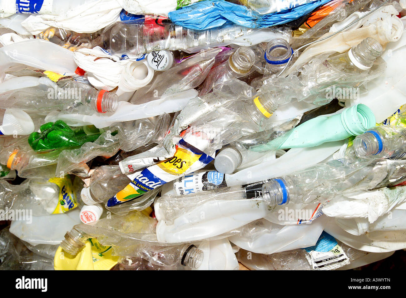 Crushed recycled Plastic Bottles Stock Photo Alamy