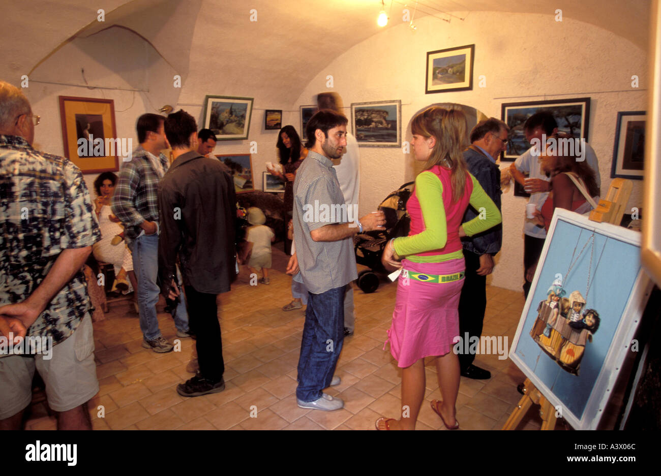 Art gallery in showing local artist work Sartene Corsica France  Stock Photo