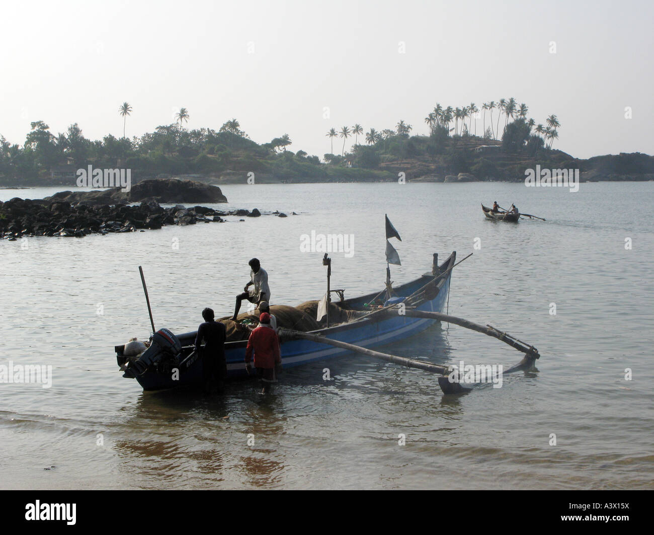 India Fishermen Going Out To Sea In Goa Photo Julio Etchart Stock