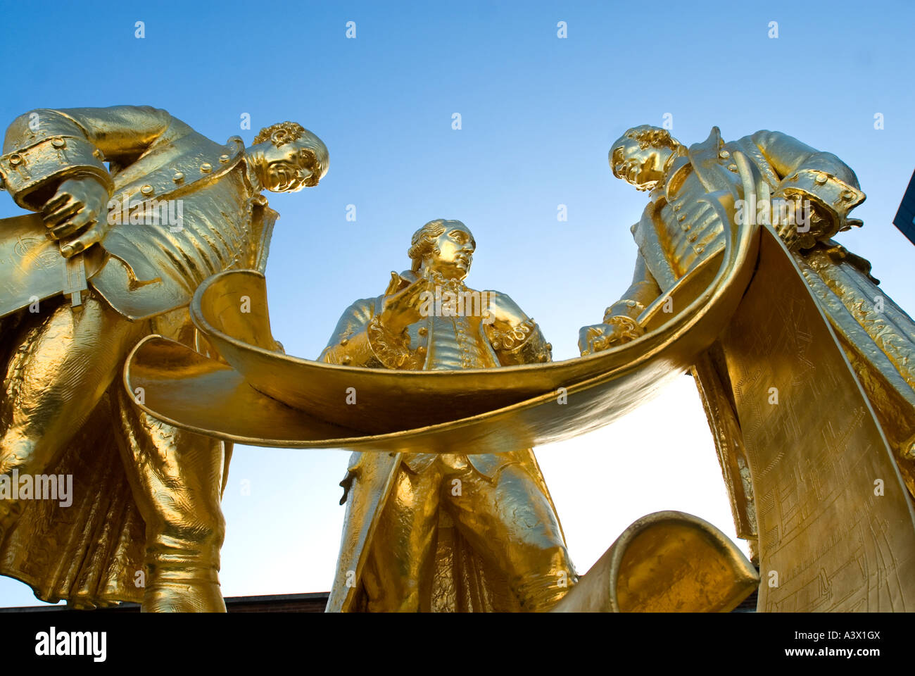Boulton Watt and Murdock statue in Broad Street, Birmingham, England