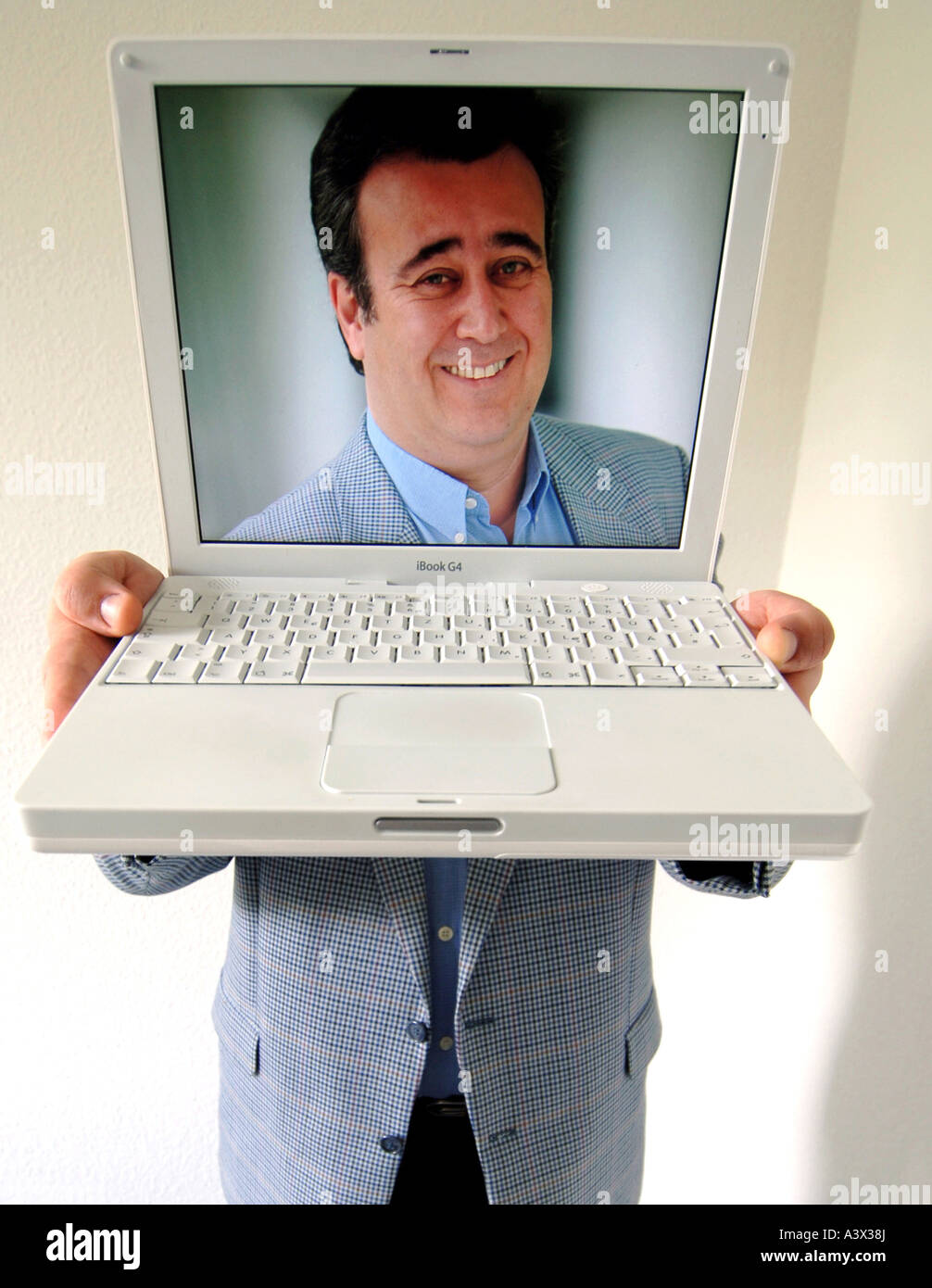 Portrait inside the screen of a computer Stock Photo - Alamy