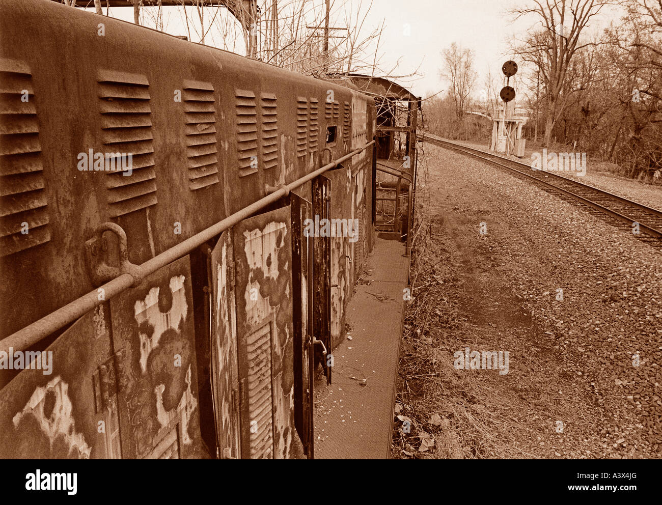 Abandoned diesel engine near Roanoke Virginia Stock Photo