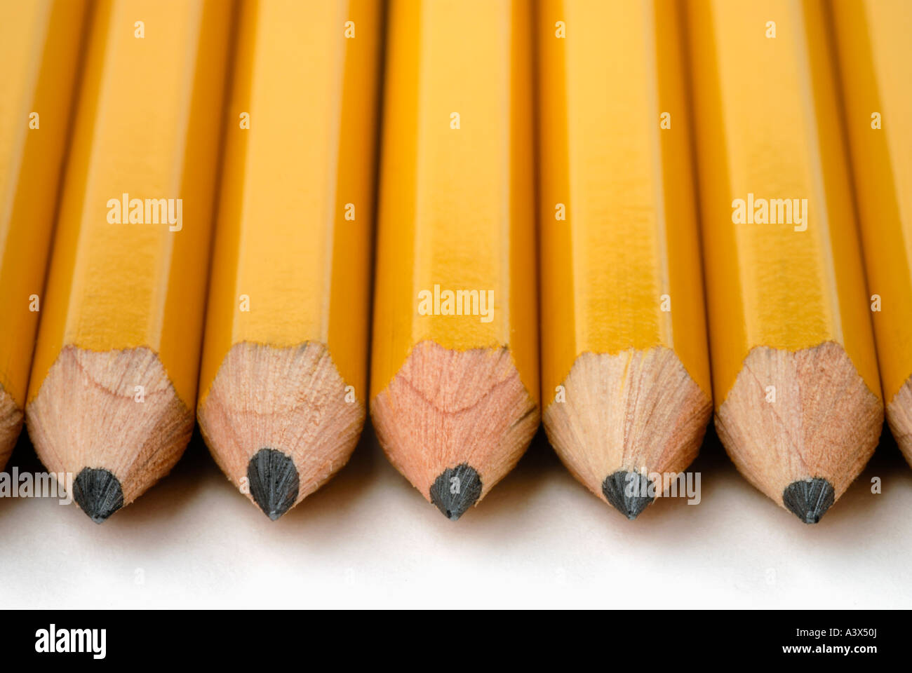 Pencil points in a row selective focus Stock Photo Alamy