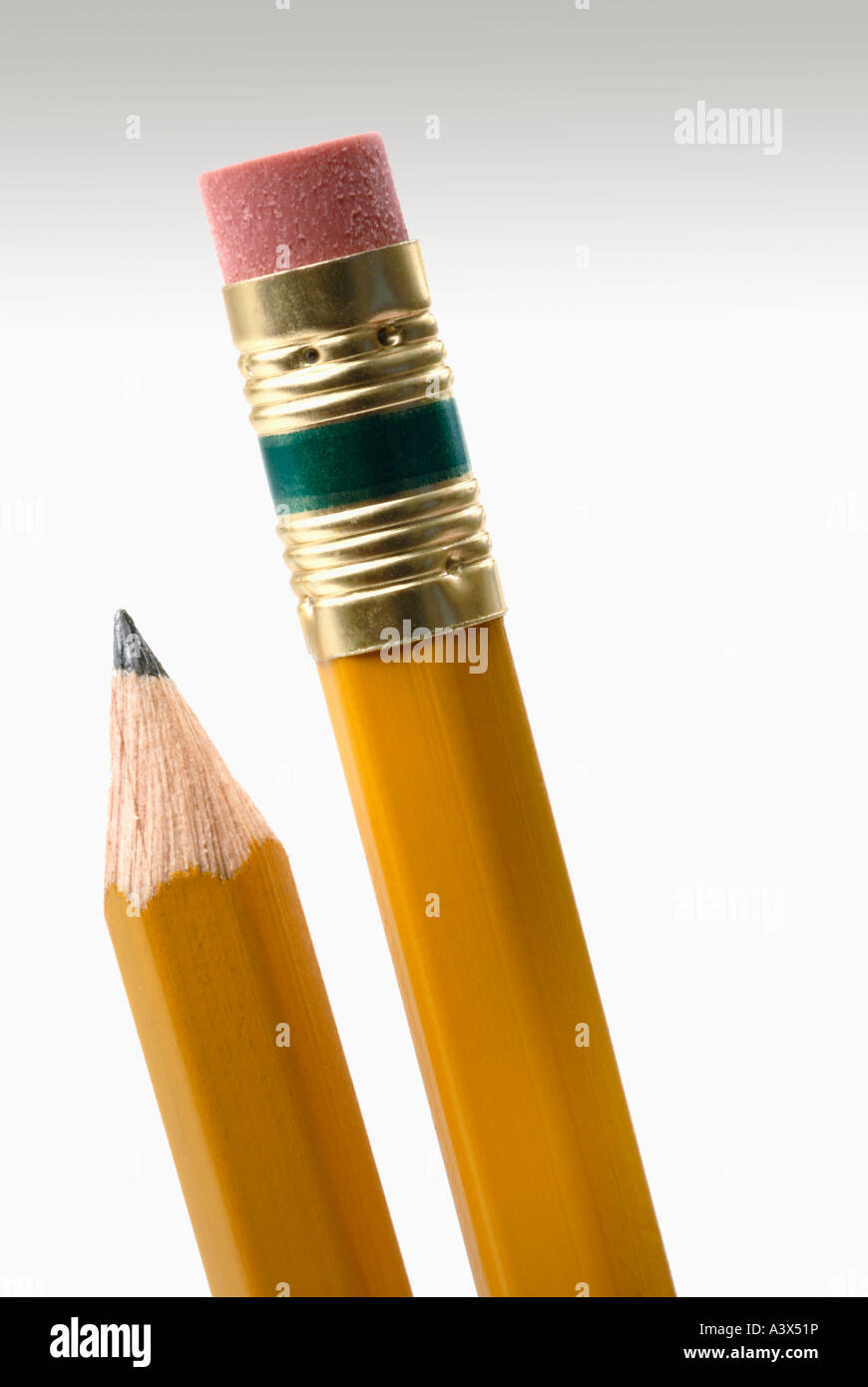 Pencil eraser and point together Stock Photo