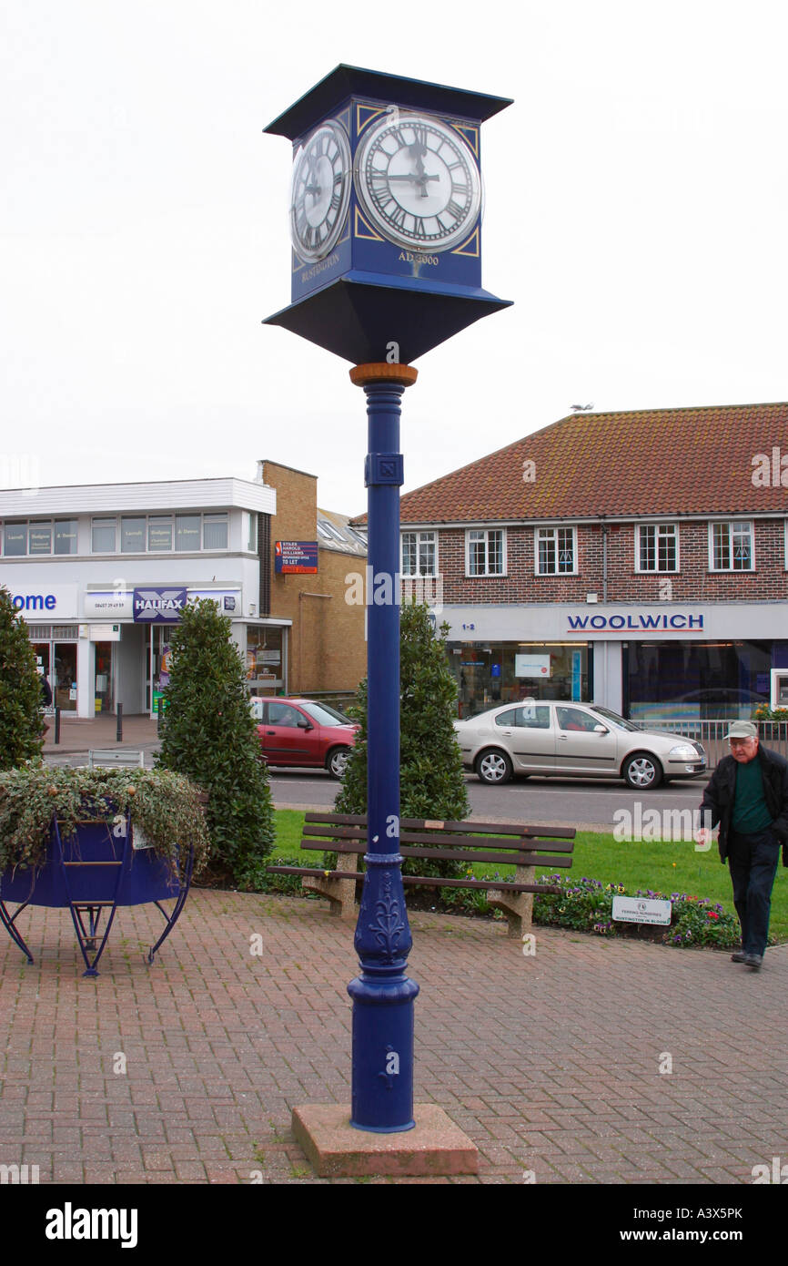 Millennium Clock in the centre of Rustington Village, West Sussex. Stock Photo