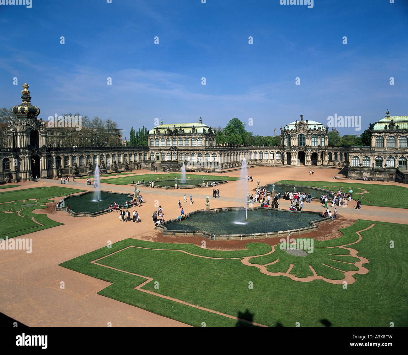geography / travel, Germany, Saxony, Dresden, Zwinger palace, baroque garden, exterior view, Europe, castle, park, architecture, Stock Photo