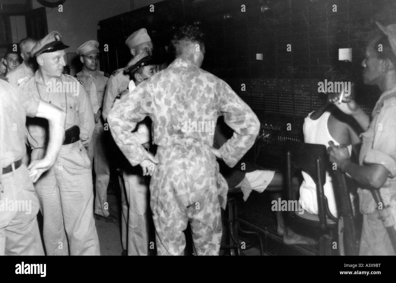 geography/travel, Indonesia, War of Independence 1947 - 1949, dutch troops in the Djatingara telephone exchange, Jakarta, Java, 1947, Batavia, Djakarta, occupation, Dutch East Indies, colonialism, military, Netherlands, Asia, 20th century, historic, historical, people, 1940s, Stock Photo