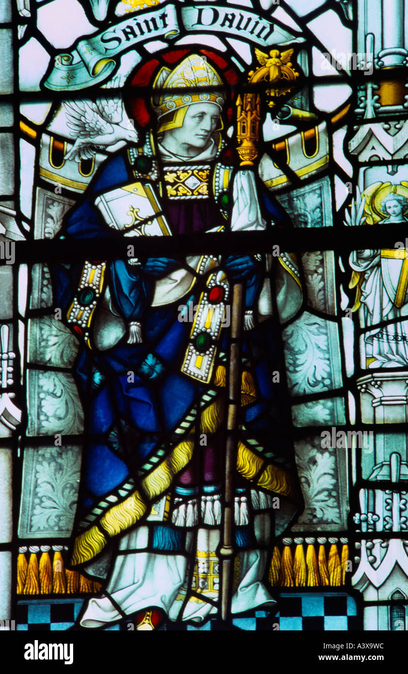 Saint David Stained Glass Window in Salisbury Cathedral Salisbury Stock