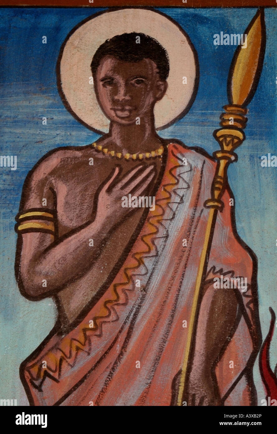 Mural of Black African Saint St Serunkuma Togoville Cathedral , Togo Stock Photo