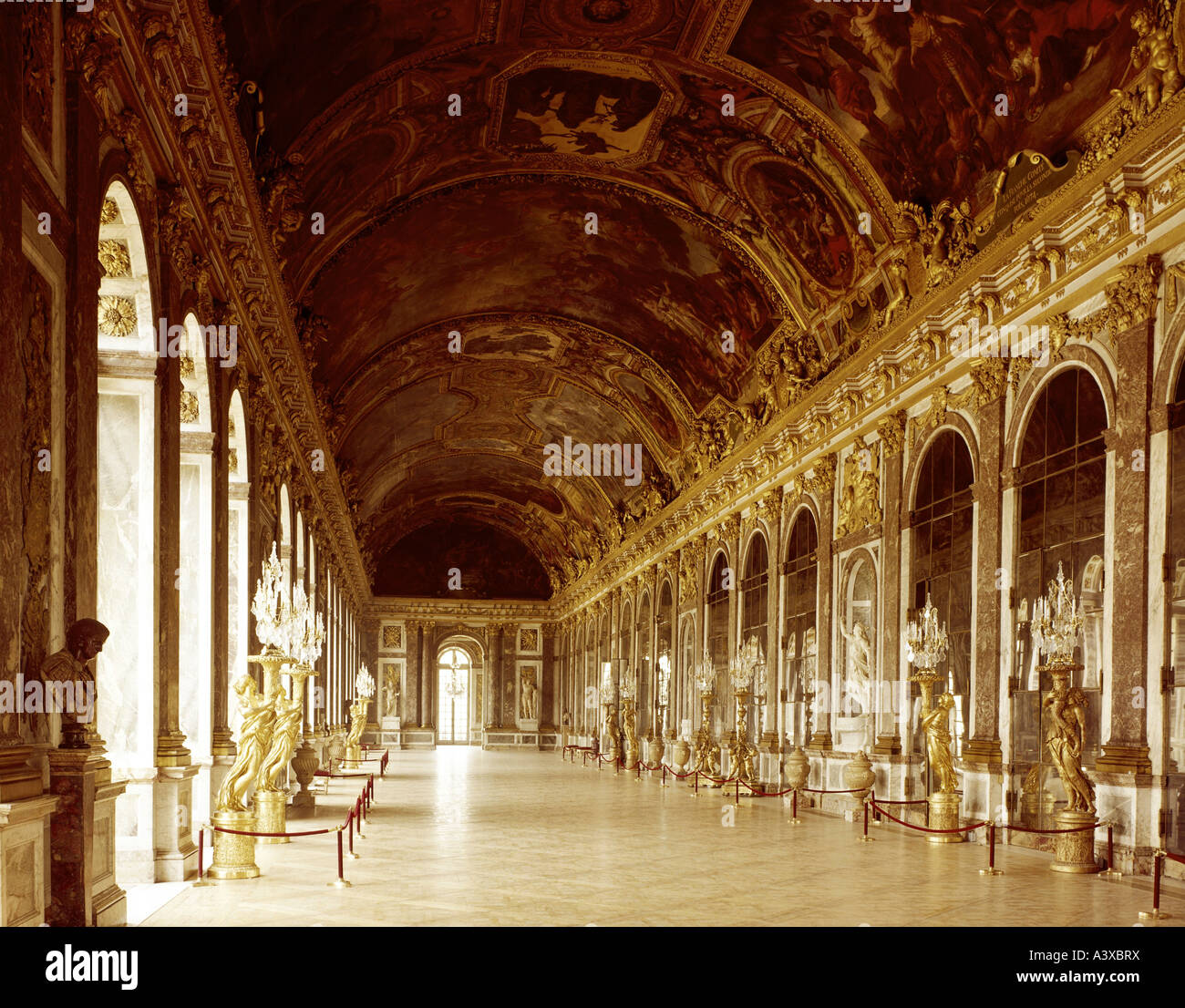 geography/travel, France, Versailles, castles, Palace of Versailles, interior view, hall of mirrors, 1661 - 1710, built by André Stock Photo
