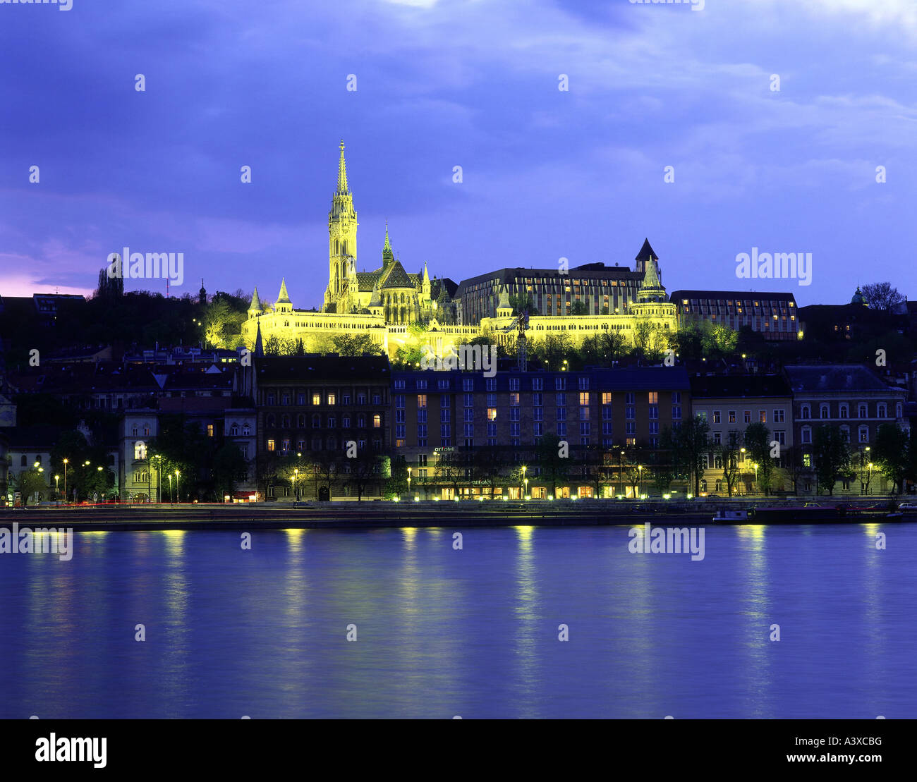 geography / travel, Hungary, Budapest, city views / city scapes, river Danube, city district Buda, Castle Hill, Matthias Church, Stock Photo