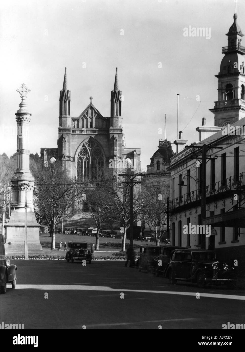 geography/travel, New Zealand, Dunedin, Saint PaulS s Cathedral, exterior view, 1920s, 20s, South Island, church, square, Pauls, Paul, 20th century, , Stock Photo