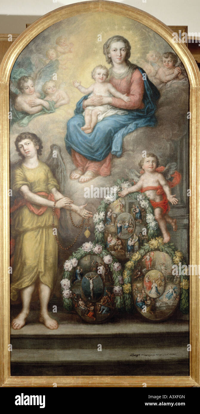 'fine arts, Brugger, Andreas, (1737 - 1812), painting, 'Madonna with rosary', Talbach monastry, Bregenz, Austria, Europe, 18th Stock Photo