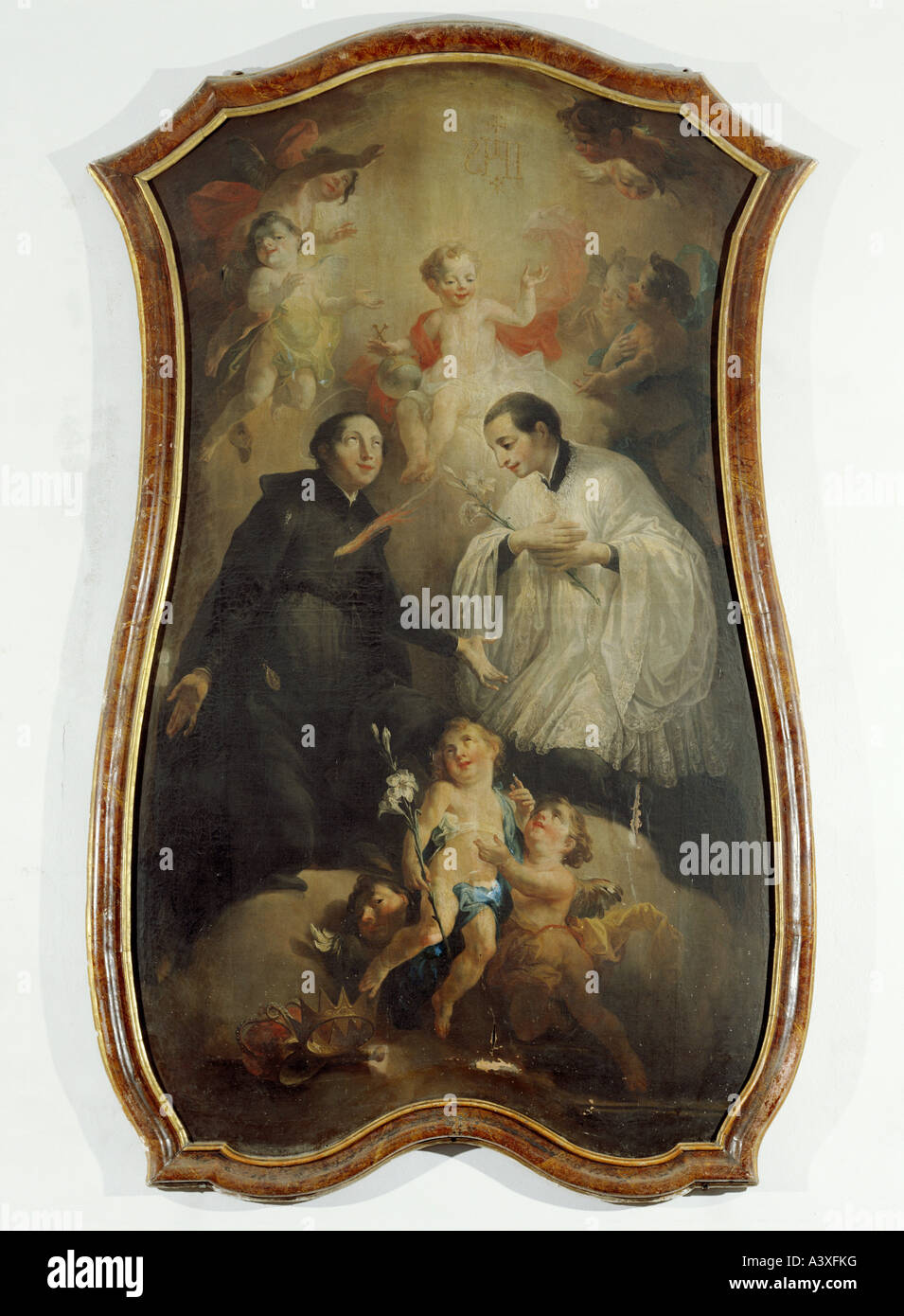 'fine arts, Brugger, Andreas, (1737 - 1812), painting, 'Saint Aloysius and Stanislaus Kostka', 18th century, Saint Martin pari Stock Photo