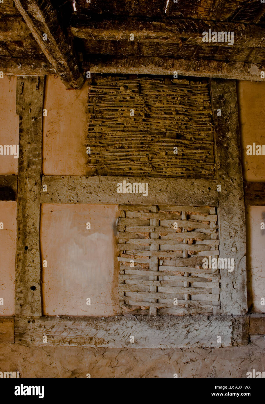 Lath and plaster, wattle and daub Stock Photo