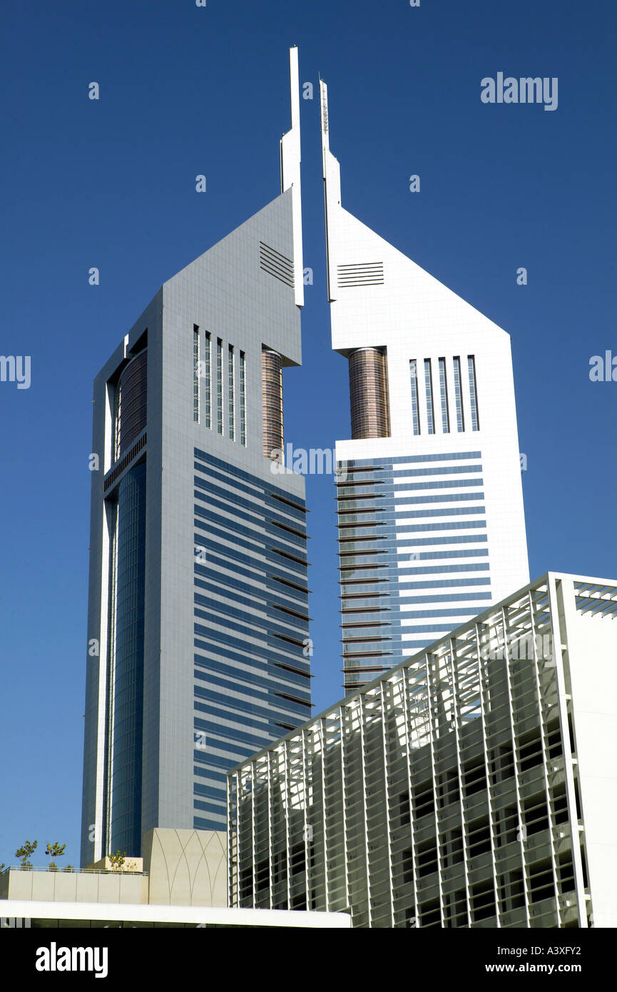 Dubai City Emirate Towers Stock Photo