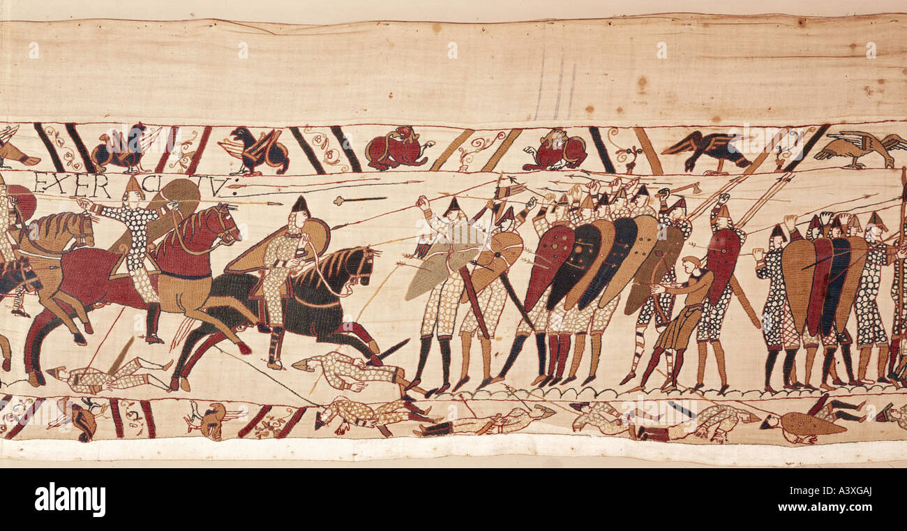 "fine arts, middle ages, romanesque, Bayeux tapestry, Norman, England