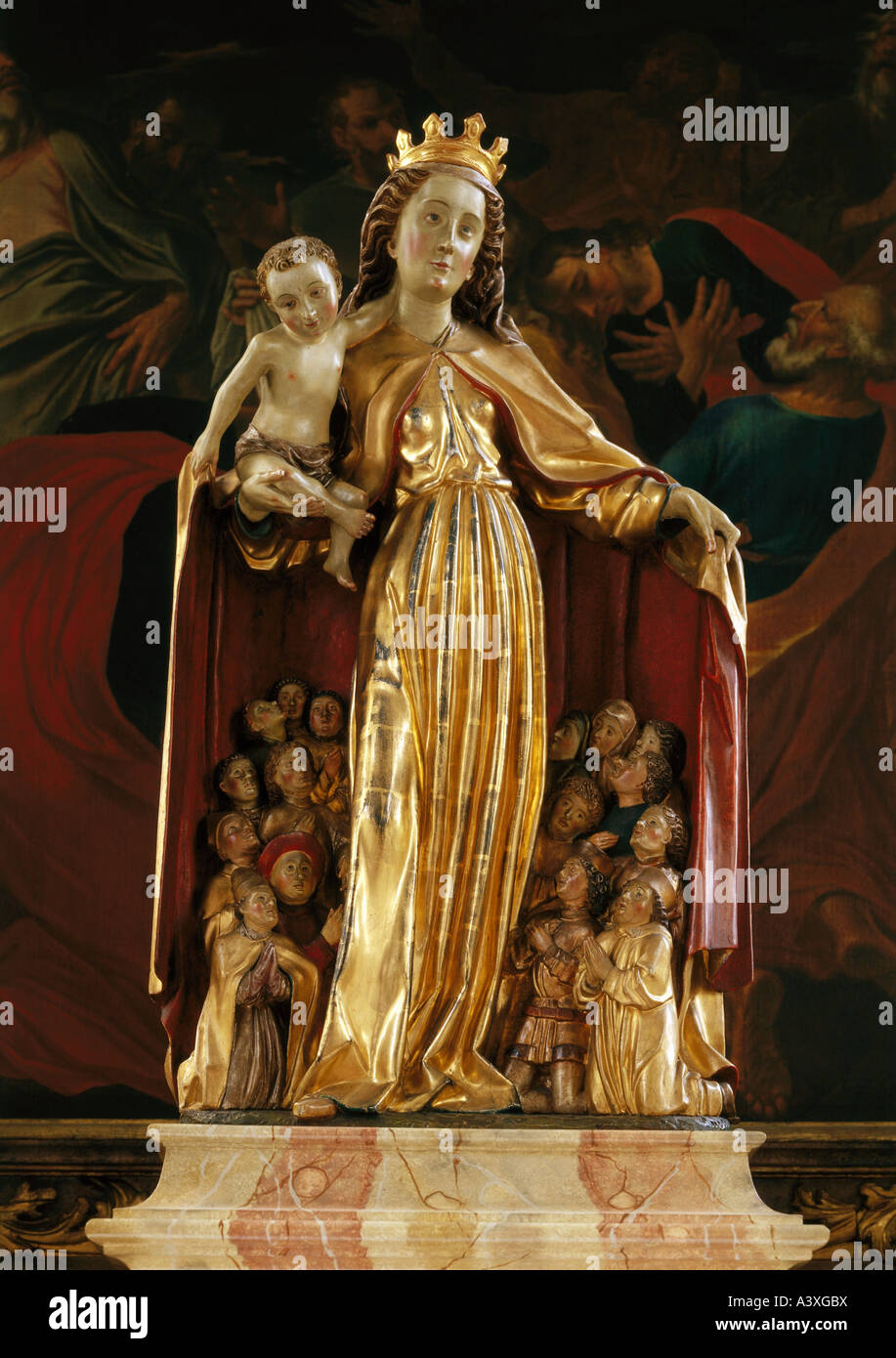 Mary With Protective Covering And Infant Jesus High Resolution Stock 