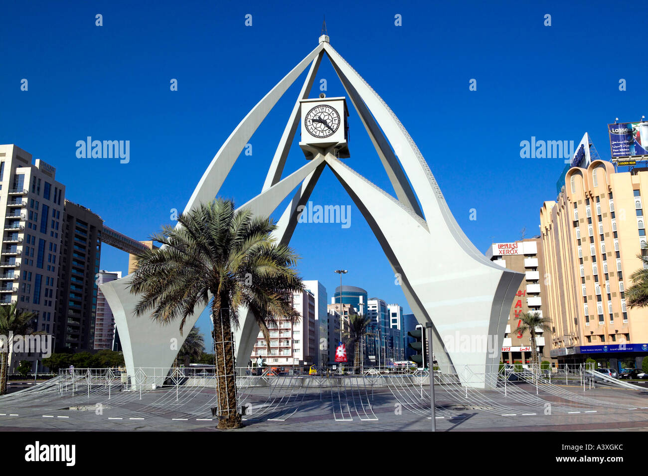 Dubai Clock Tower Stock Photo Alamy