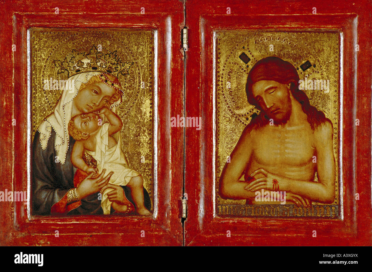 'fine arts, painting, 'Maria mit dem Kinde und Schmerzensmann', 'Saint Mary with infant Jesus and suffering Christ', circa 1 Stock Photo