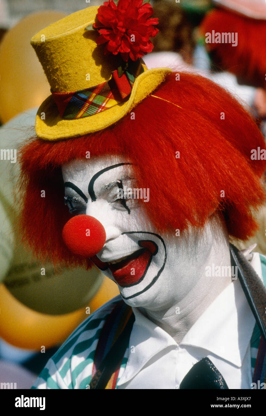 Shriner Clown Chuckles Close Up New Albany Indiana Stock Photo