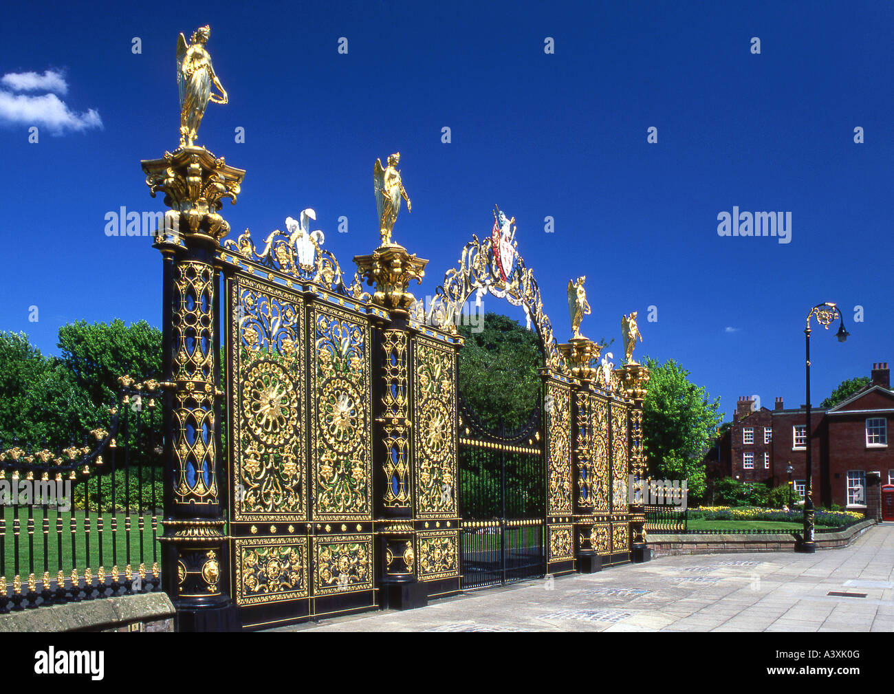 The Golden Gates of Warrington Town Hall, Warrington, Cheshire, England, UK Stock Photo