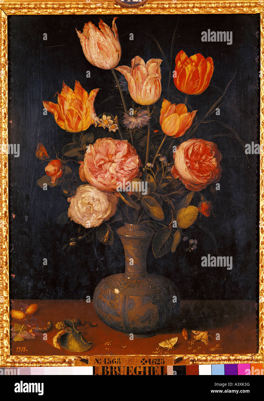 'fine arts, Brueghel, Jan the Elder, (1568 - 1625), painting, 'flowers in vase', Accademia Carrara, Bergamo, historic, histori Stock Photo